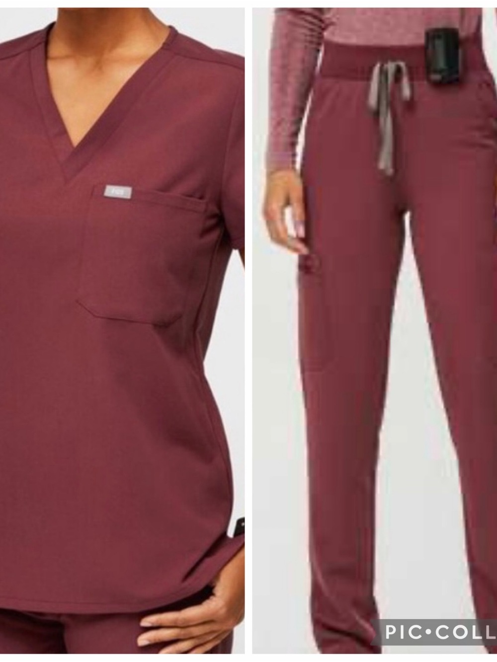Figs Women's Dark Cherry Catarina Medium top, HW Yola scrub pants in MP.